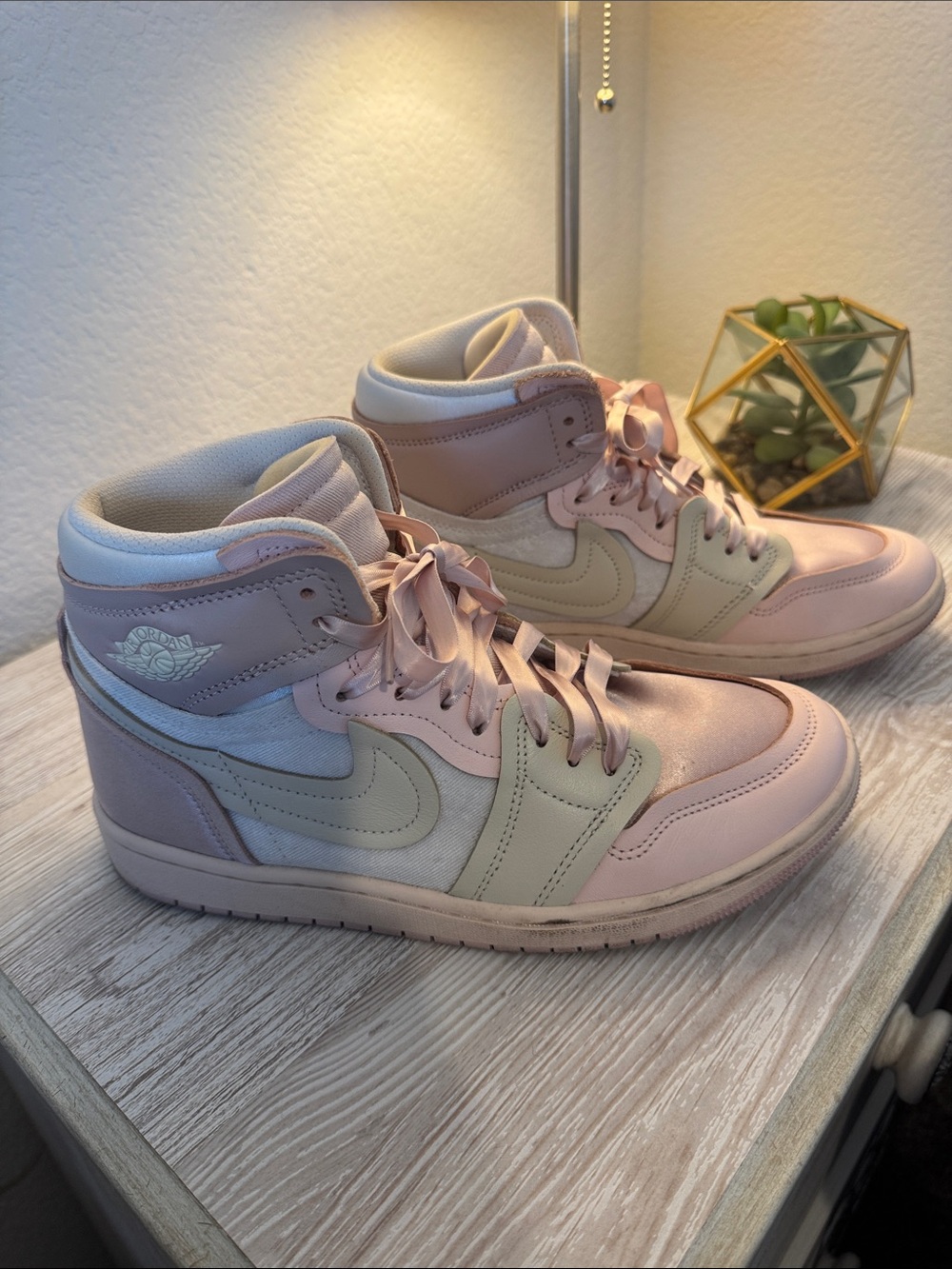 Nike Womens Mid-Top Sneakers in Pink and Cream